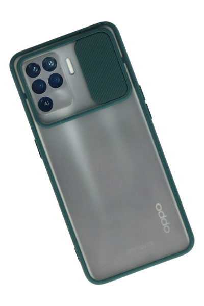 Newface Oppo Reno 5 Lite Kılıf Palm Buzlu Kamera Sürgülü Silikon - Yeşil resmi