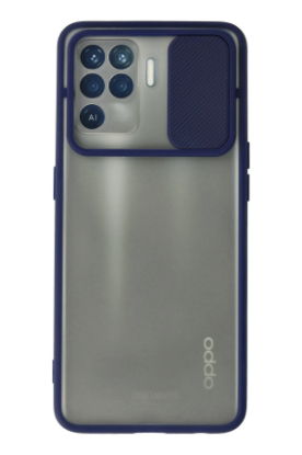 Newface Oppo Reno 5 Lite Kılıf Palm Buzlu Kamera Sürgülü Silikon - Lacivert resmi