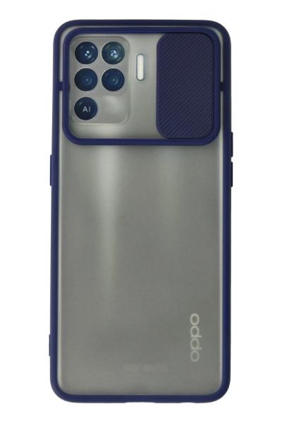 Newface Oppo Reno 5 Lite Kılıf Palm Buzlu Kamera Sürgülü Silikon - Lacivert resmi