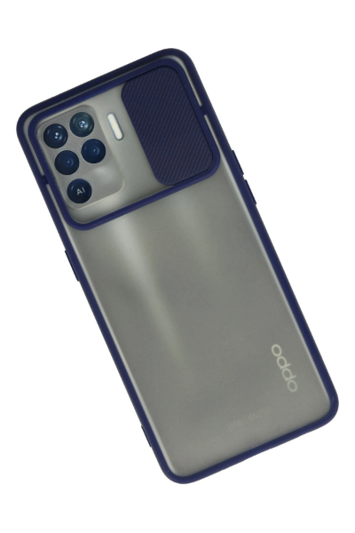 Newface Oppo Reno 5 Lite Kılıf Palm Buzlu Kamera Sürgülü Silikon - Lacivert resmi