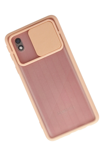 Newface Samsung Galaxy A01 Core Kılıf Palm Buzlu Kamera Sürgülü Silikon - Pembe resmi