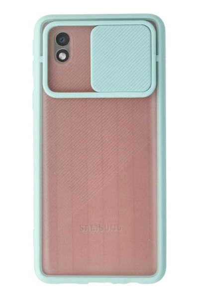 Newface Samsung Galaxy A01 Core Kılıf Palm Buzlu Kamera Sürgülü Silikon - Turkuaz resmi