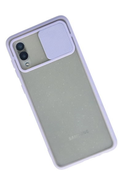 Newface Samsung Galaxy A02 Kılıf Palm Buzlu Kamera Sürgülü Silikon - Lila resmi