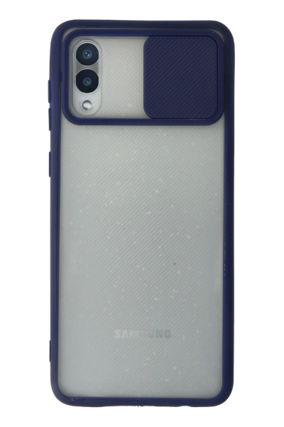 Newface Samsung Galaxy A02 Kılıf Palm Buzlu Kamera Sürgülü Silikon - Lacivert resmi