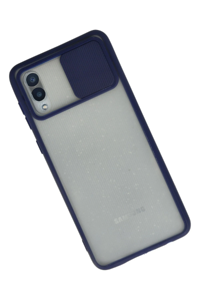 Newface Samsung Galaxy A02 Kılıf Palm Buzlu Kamera Sürgülü Silikon - Lacivert resmi