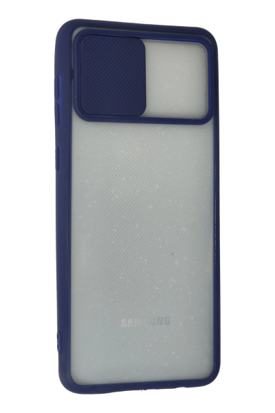 Newface Samsung Galaxy A02 Kılıf Palm Buzlu Kamera Sürgülü Silikon - Lacivert resmi