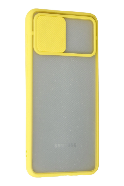 Newface Samsung Galaxy A02 Kılıf Palm Buzlu Kamera Sürgülü Silikon - Sarı resmi