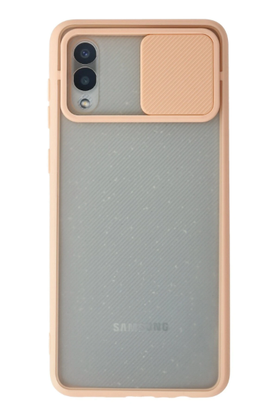 Newface Samsung Galaxy A02 Kılıf Palm Buzlu Kamera Sürgülü Silikon - Pembe resmi