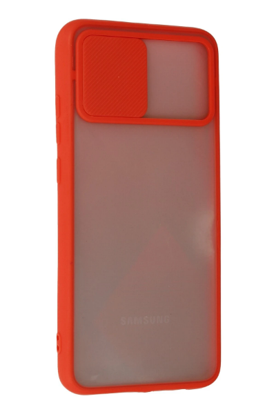 Newface Samsung Galaxy A02S Kılıf Palm Buzlu Kamera Sürgülü Silikon - Kırmızı resmi