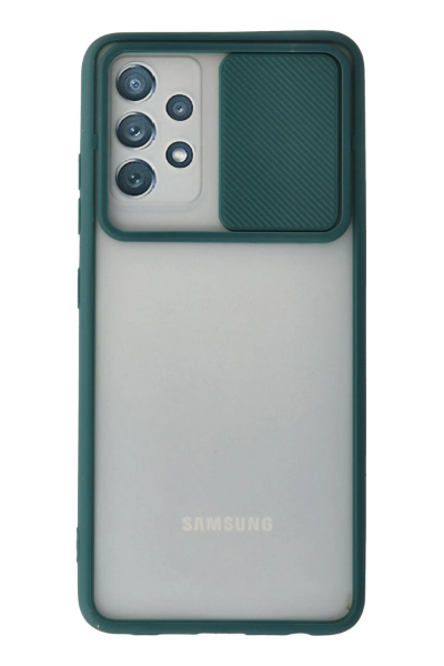 Newface Samsung Galaxy A32 Kılıf Palm Buzlu Kamera Sürgülü Silikon - Yeşil resmi