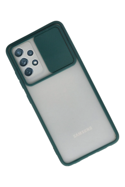 Newface Samsung Galaxy A32 Kılıf Palm Buzlu Kamera Sürgülü Silikon - Yeşil resmi
