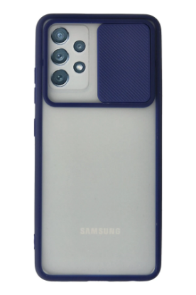 Newface Samsung Galaxy A32 Kılıf Palm Buzlu Kamera Sürgülü Silikon - Lacivert resmi