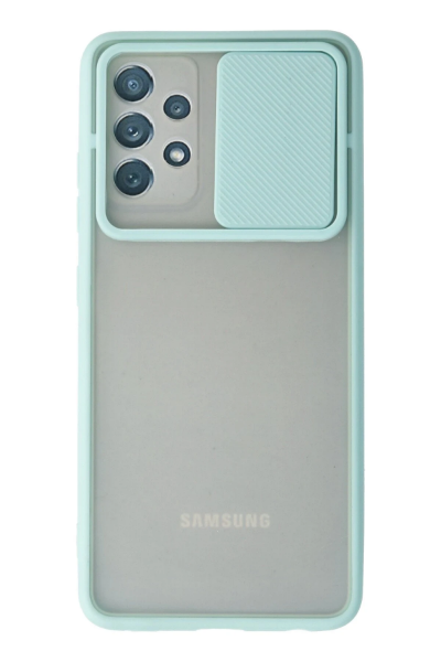 Newface Samsung Galaxy A32 Kılıf Palm Buzlu Kamera Sürgülü Silikon - Turkuaz resmi