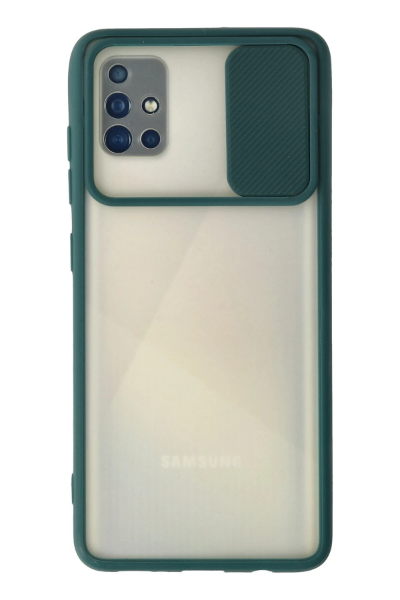 Newface Samsung Galaxy A51 Kılıf Palm Buzlu Kamera Sürgülü Silikon - Yeşil resmi