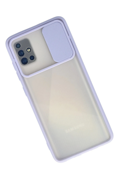 Newface Samsung Galaxy A51 Kılıf Palm Buzlu Kamera Sürgülü Silikon - Lila resmi