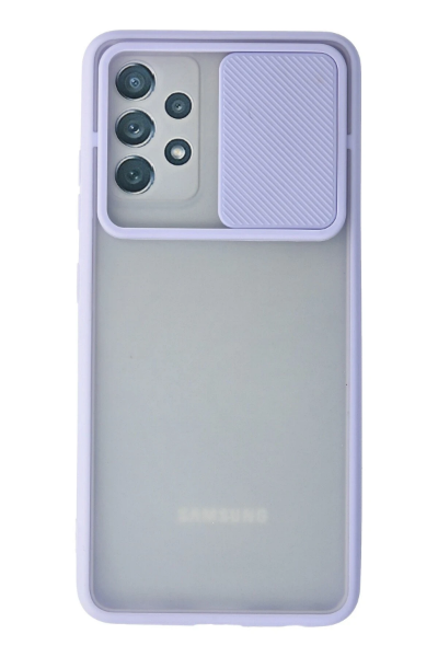 Newface Samsung Galaxy A52 Kılıf Palm Buzlu Kamera Sürgülü Silikon - Lila resmi