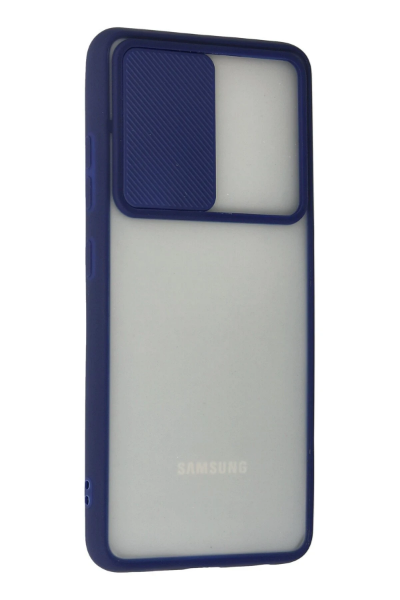 Newface Samsung Galaxy A52 Kılıf Palm Buzlu Kamera Sürgülü Silikon - Lacivert resmi