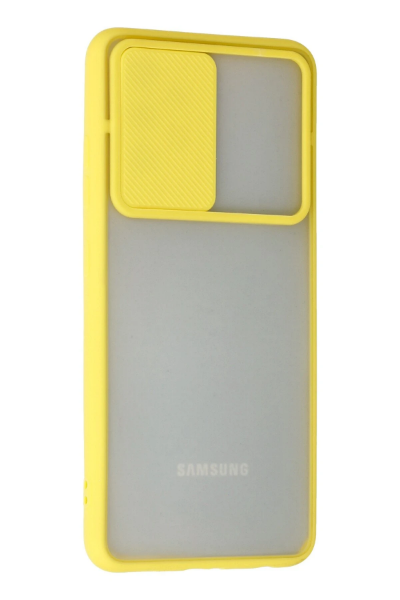 Newface Samsung Galaxy A52 Kılıf Palm Buzlu Kamera Sürgülü Silikon - Sarı resmi