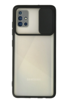 Newface Samsung Galaxy A71 Kılıf Palm Buzlu Kamera Sürgülü Silikon - Siyah resmi
