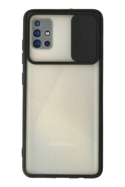 Newface Samsung Galaxy A71 Kılıf Palm Buzlu Kamera Sürgülü Silikon - Siyah resmi