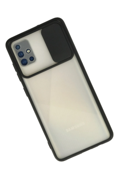 Newface Samsung Galaxy A71 Kılıf Palm Buzlu Kamera Sürgülü Silikon - Siyah resmi
