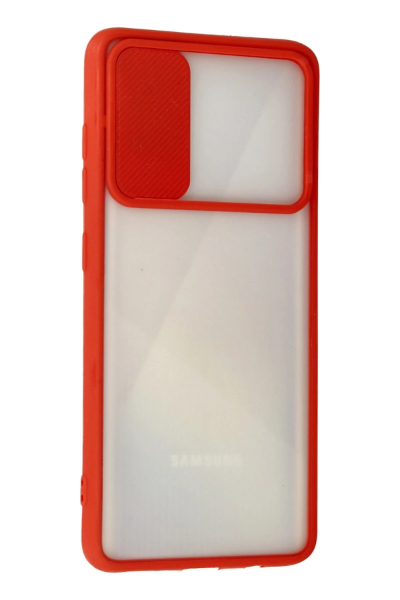 Newface Samsung Galaxy A71 Kılıf Palm Buzlu Kamera Sürgülü Silikon - Kırmızı resmi