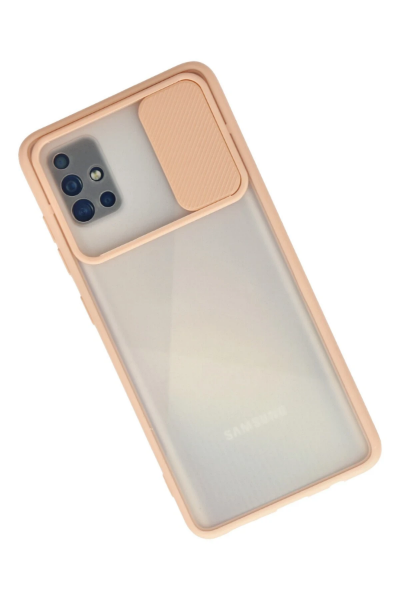 Newface Samsung Galaxy A71 Kılıf Palm Buzlu Kamera Sürgülü Silikon - Pembe resmi
