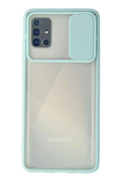 Newface Samsung Galaxy A71 Kılıf Palm Buzlu Kamera Sürgülü Silikon - Turkuaz resmi
