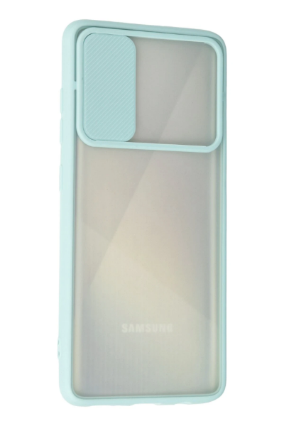 Newface Samsung Galaxy A71 Kılıf Palm Buzlu Kamera Sürgülü Silikon - Turkuaz resmi