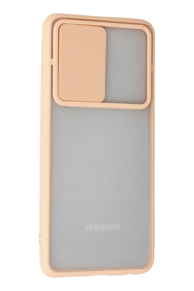 Newface Samsung Galaxy A72 Kılıf Palm Buzlu Kamera Sürgülü Silikon - Pembe resmi