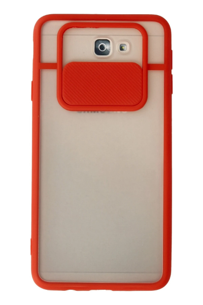 Newface Samsung Galaxy J7 Prime Kılıf Palm Buzlu Kamera Sürgülü Silikon - Kırmızı resmi