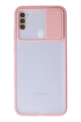 Newface Samsung Galaxy A11 Kılıf Palm Buzlu Kamera Sürgülü Silikon - Pembe resmi