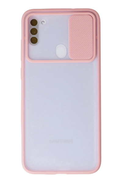 Newface Samsung Galaxy A11 Kılıf Palm Buzlu Kamera Sürgülü Silikon - Pembe resmi