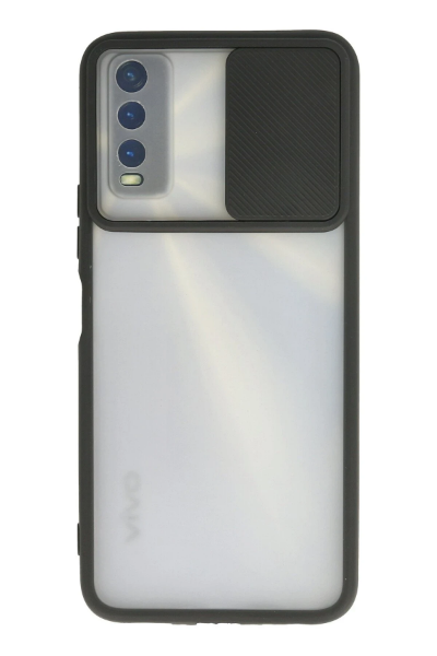 Newface Vivo Y11S Kılıf Palm Buzlu Kamera Sürgülü Silikon - Siyah resmi