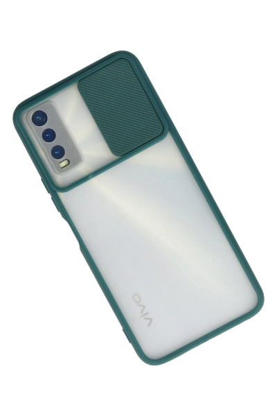 Newface Vivo Y11S Kılıf Palm Buzlu Kamera Sürgülü Silikon - Yeşil resmi