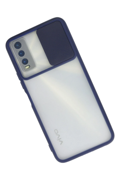Newface Vivo Y11S Kılıf Palm Buzlu Kamera Sürgülü Silikon - Lacivert resmi