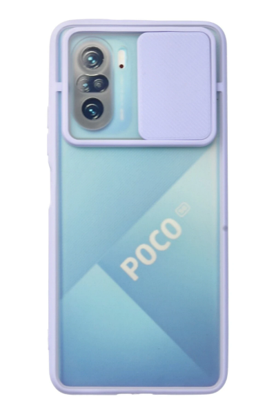Newface Xiaomi Poco F3 Kılıf Palm Buzlu Kamera Sürgülü Silikon - Lila resmi
