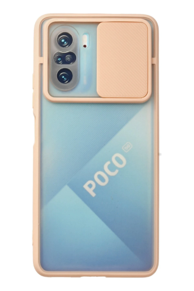 Newface Xiaomi Poco F3 Kılıf Palm Buzlu Kamera Sürgülü Silikon - Pembe resmi