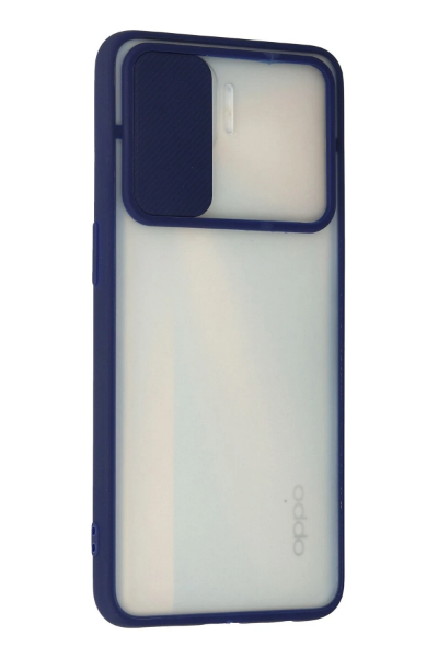 Newface Oppo Reno 4 Lite Kılıf Palm Buzlu Kamera Sürgülü Silikon - Lacivert resmi