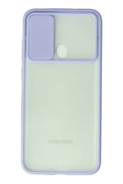 Newface Samsung Galaxy A11 Kılıf Palm Buzlu Kamera Sürgülü Silikon - Lila resmi