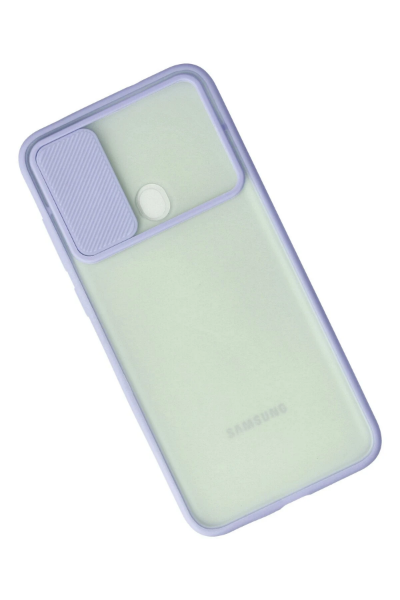 Newface Samsung Galaxy A11 Kılıf Palm Buzlu Kamera Sürgülü Silikon - Lila resmi