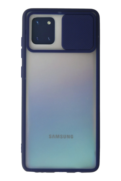 Newface Samsung Galaxy A81 / Note 10 Lite Kılıf Palm Buzlu Kamera Sürgülü Silikon - Lacivert resmi