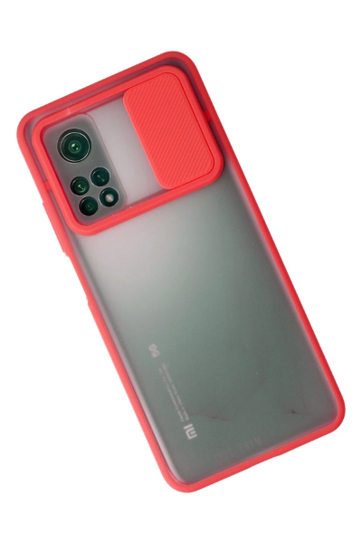 Newface Xiaomi Mi 10T Kılıf Palm Buzlu Kamera Sürgülü Silikon - Kırmızı resmi