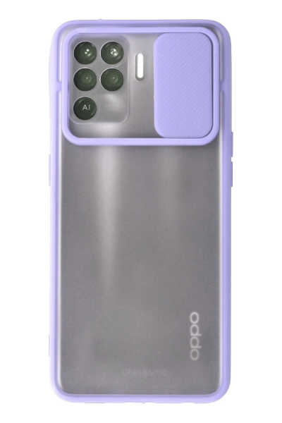 Newface Oppo Reno 5 Lite Kılıf Palm Buzlu Kamera Sürgülü Silikon - Lila resmi
