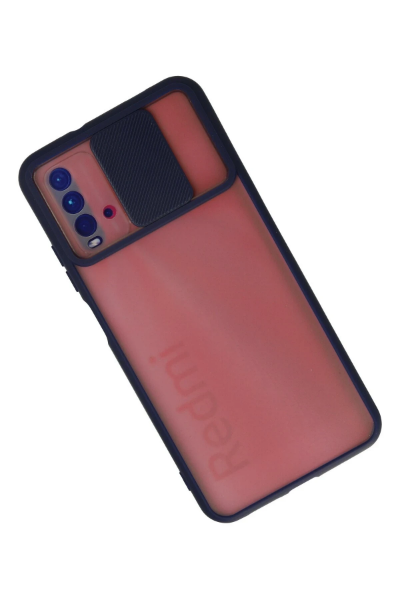 Newface Xiaomi Redmi 9T Kılıf Palm Buzlu Kamera Sürgülü Silikon - Lacivert resmi