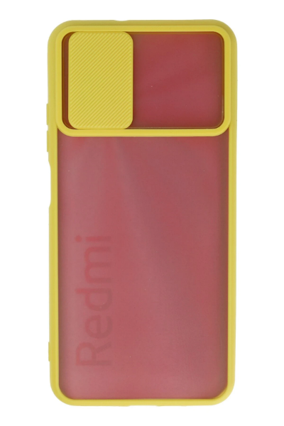Newface Xiaomi Redmi 9T Kılıf Palm Buzlu Kamera Sürgülü Silikon - Sarı resmi