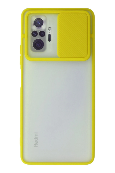 Newface Xiaomi Redmi Note 10 Pro Kılıf Palm Buzlu Kamera Sürgülü Silikon - Sarı resmi