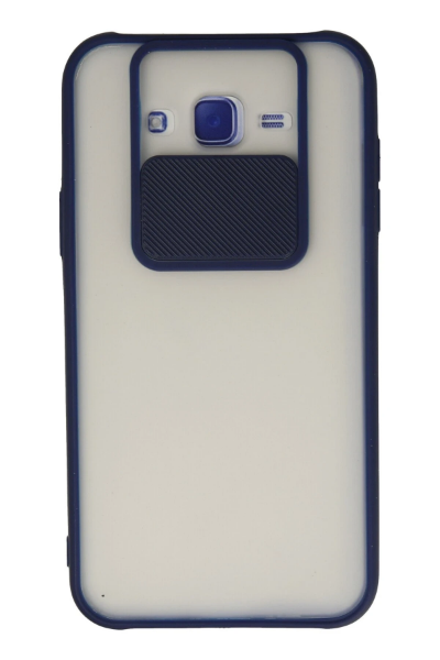 Newface Samsung Galaxy J7 Kılıf Palm Buzlu Kamera Sürgülü Silikon - Lacivert resmi