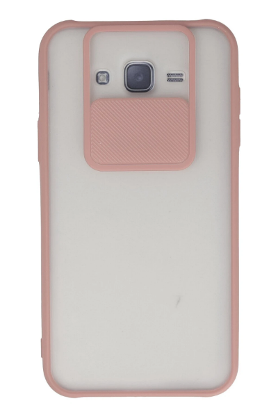 Newface Samsung Galaxy J7 Kılıf Palm Buzlu Kamera Sürgülü Silikon - Pembe resmi