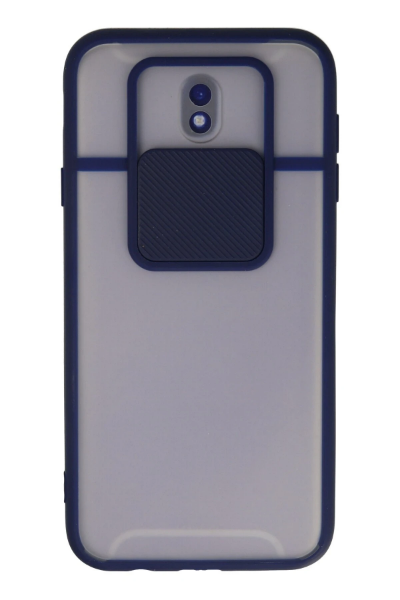 Newface Samsung Galaxy J7 Pro / J730 Kılıf Palm Buzlu Kamera Sürgülü Silikon - Lacivert resmi